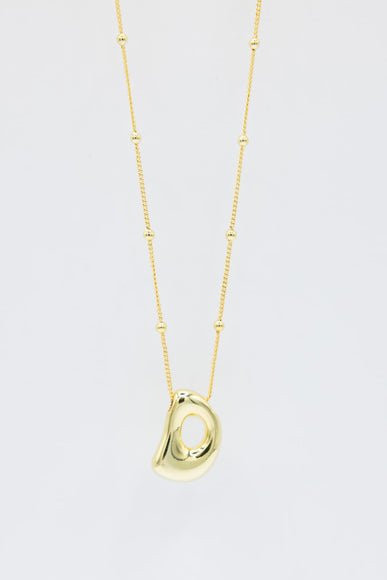 Gold Bubble Letter Initial “D” Necklace