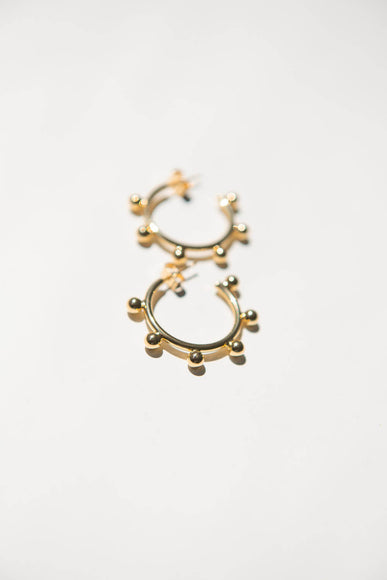 Gold Staggered Ball Hoop Earrings 