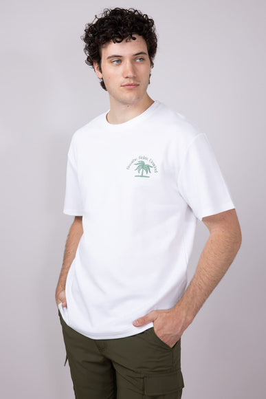 Green Palm Tree T-Shirt for Men in Off White