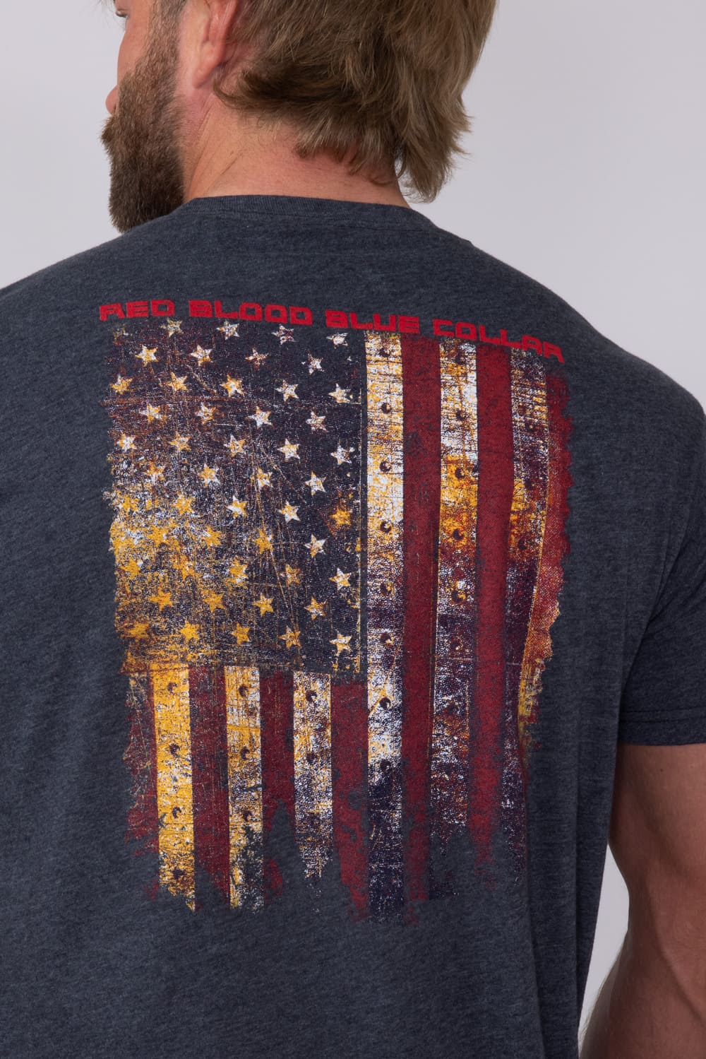 Grunt Style Red Blood Blue Collar T-Shirt for Men in Charcoal