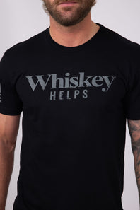 Grunt Style 'Whiskey Helps' T-Shirt - Light Gray Patriotic Tee For Men