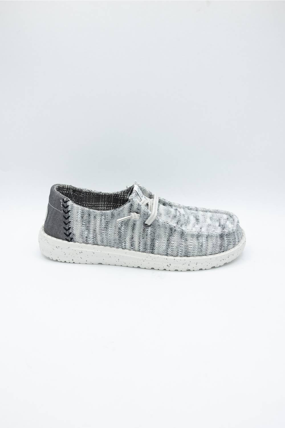 HEYDUDE Womens Wendy Knit Shimmer Shoes in Light Grey