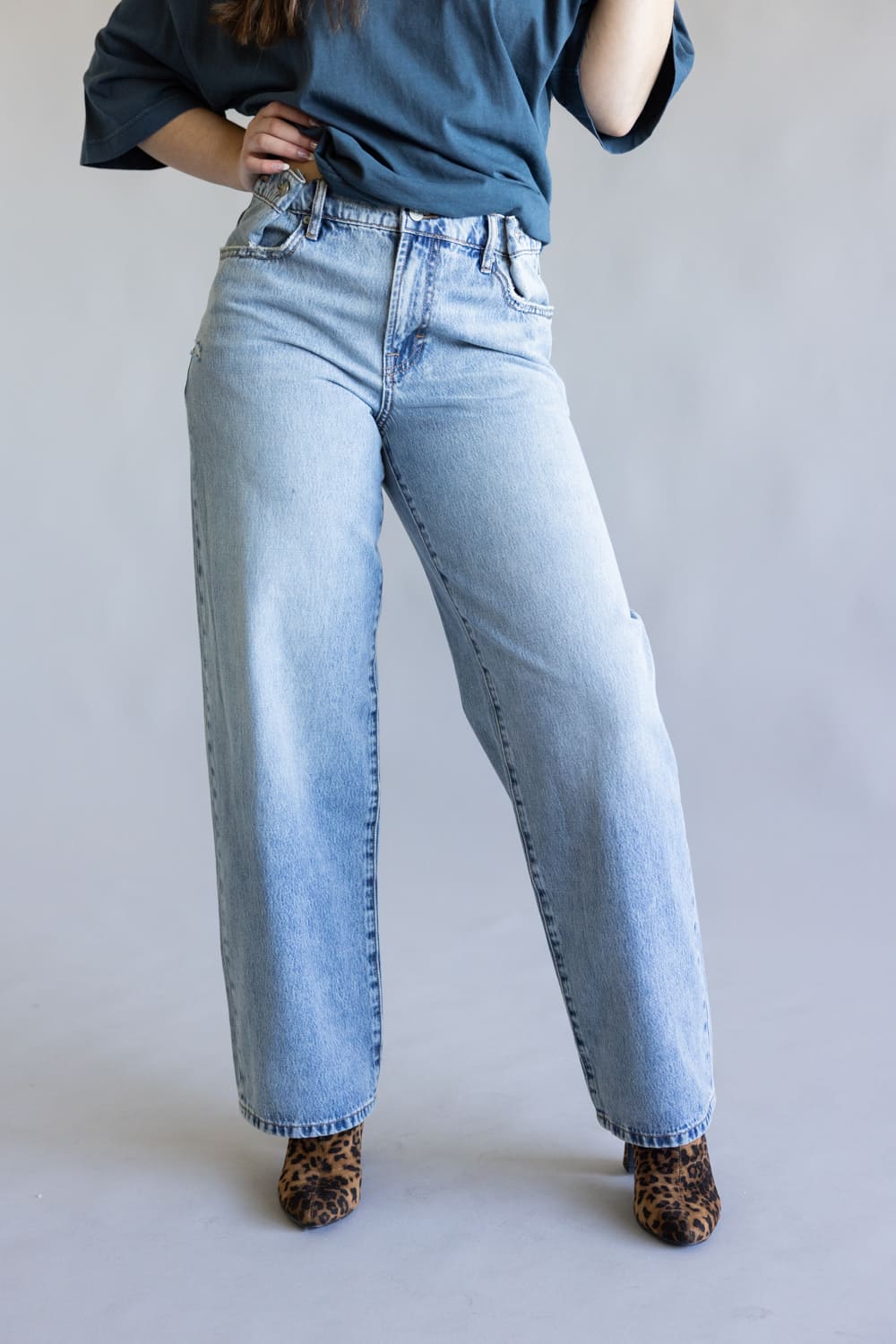 Hidden Mid-Rise Adjustable Baggy Jeans for Women 