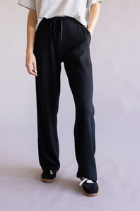 High Rise Ease Into It Drawstring Lounge Pants for Women in Black