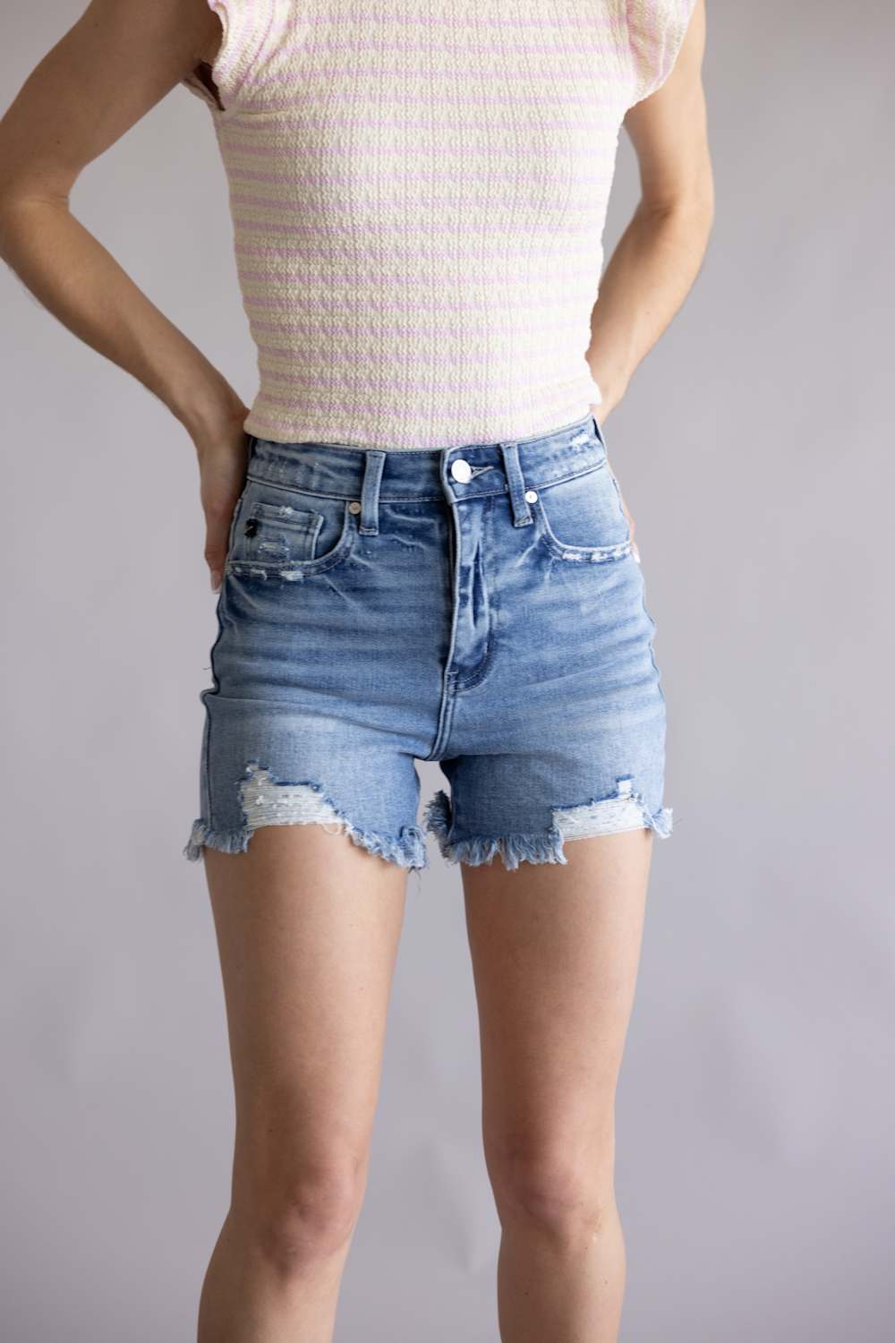 KanCan x Glik’s Best Friend Fray Hem Distress Denim Shorts for Women