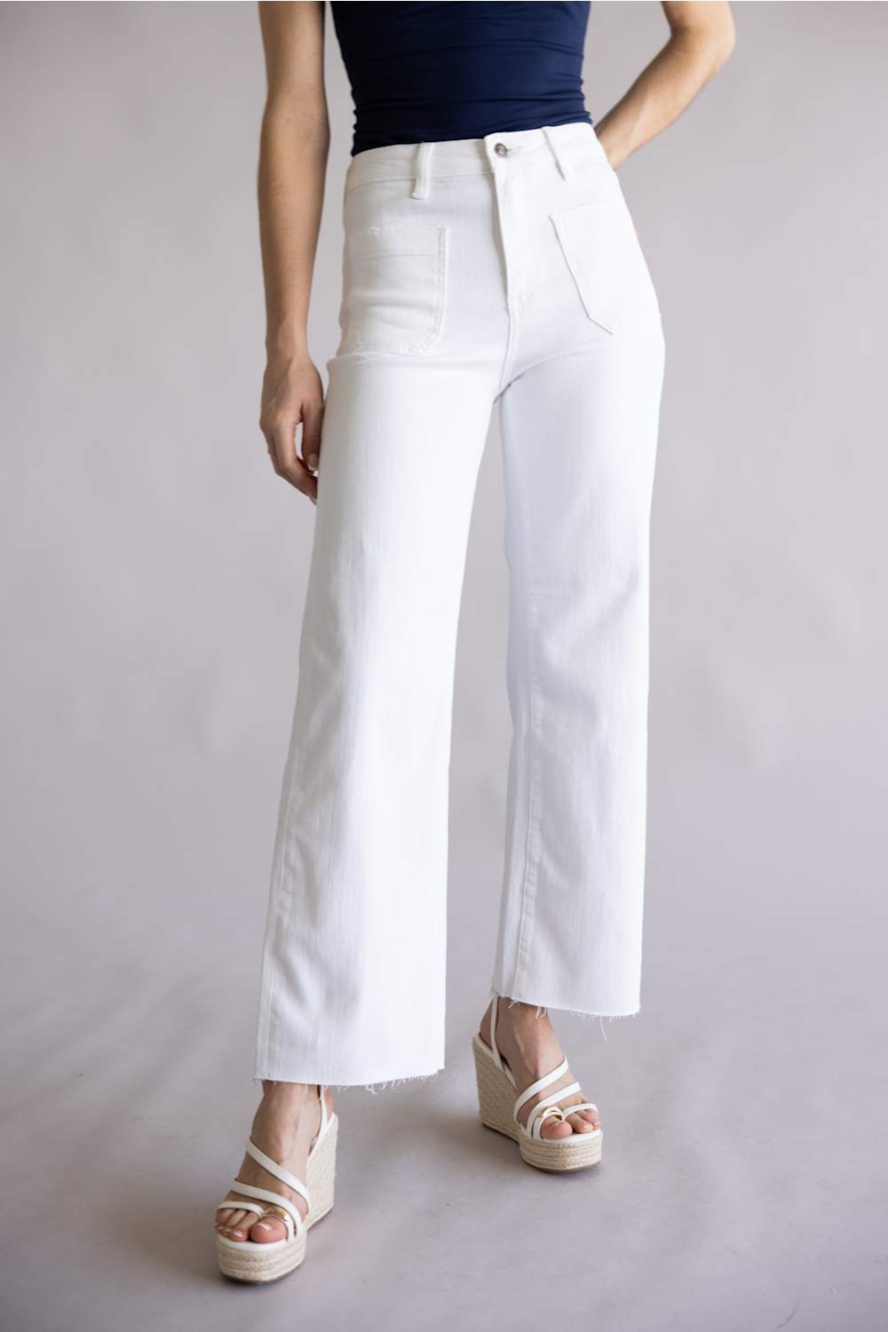 Mica Crop Wide Jeans for Women in White