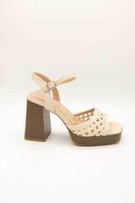 Hudson Platform Block Heels for Women in Beige 