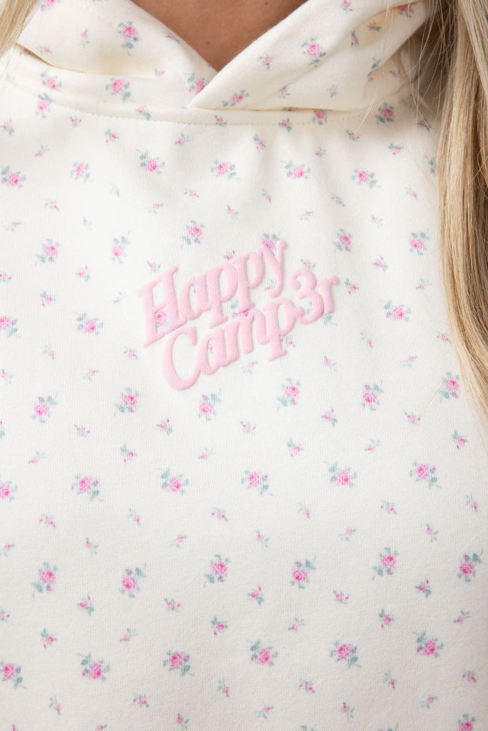 Happy Camp3r Vintage Flower Hoodie for Women in Cream