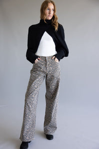 Hidden Alyx High Rise Slung Baggy Jeans for Women in Leopard Brown