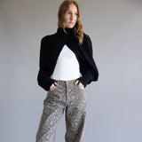 Hidden Alyx High Rise Slung Baggy Jeans for Women in Leopard Brown