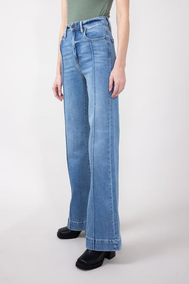 Hidden High-Rise Exposed Stitch Flare Jeans for Women