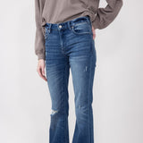 Hidden Mid-Rise Flare Distressed Jeans for Women