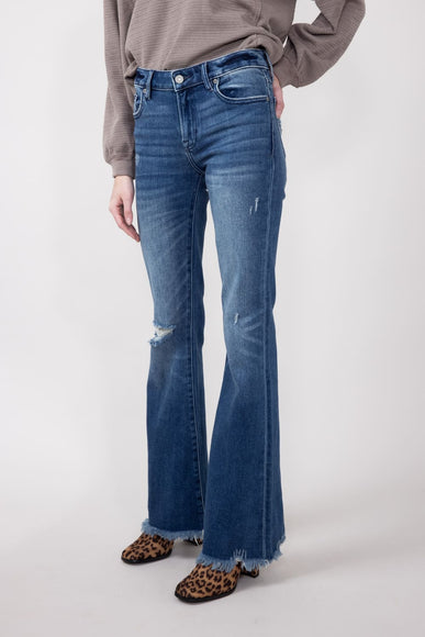 Hidden Mid-Rise Flare Distressed Jeans for Women