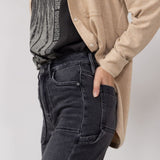 Hidden Wide Leg Carpenter Jeans for Women in Grey