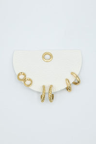 Hoop And Stud Earrings Set for Women in Gold