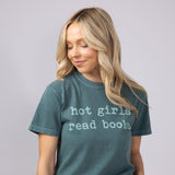 Hot Girls Read Books T-Shirt for Women in Green