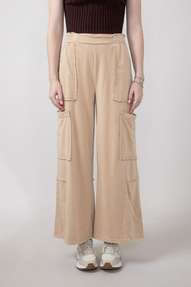Knit Cargo Lounge Pants for Women in Taupe