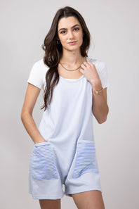 Illa Illa Striped Patch Romper for Women in Light Blue