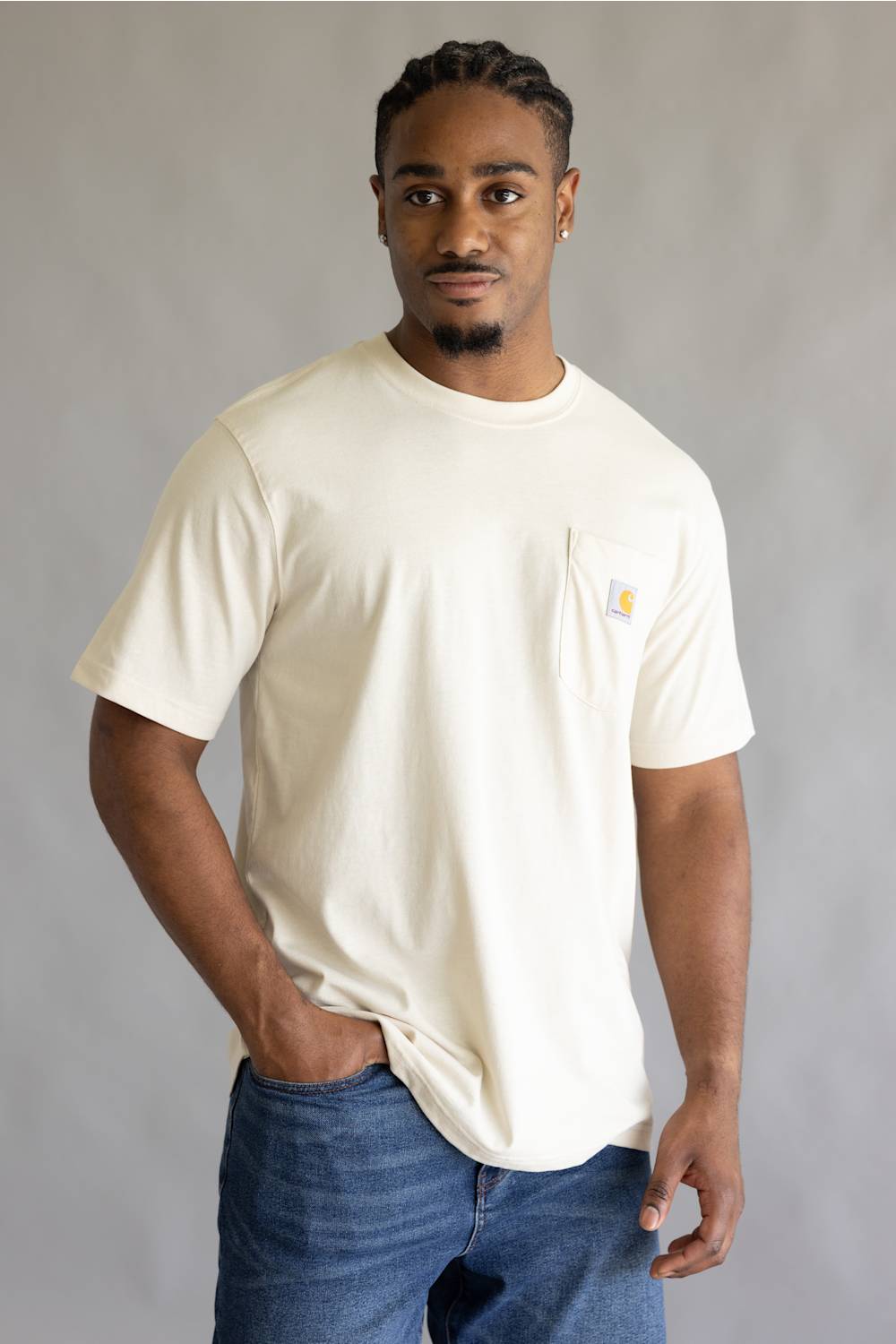 Carhartt Relaxed Faded Stripe T-Shirt for Men in Oatmilk