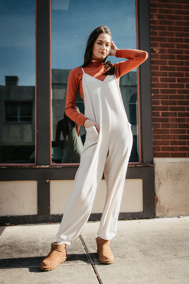 Illa Illa Ribbed Knit Onesie Jumpsuit for Women in Ivory