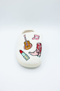 In My Cozy Era Patch Slippers for Women in White