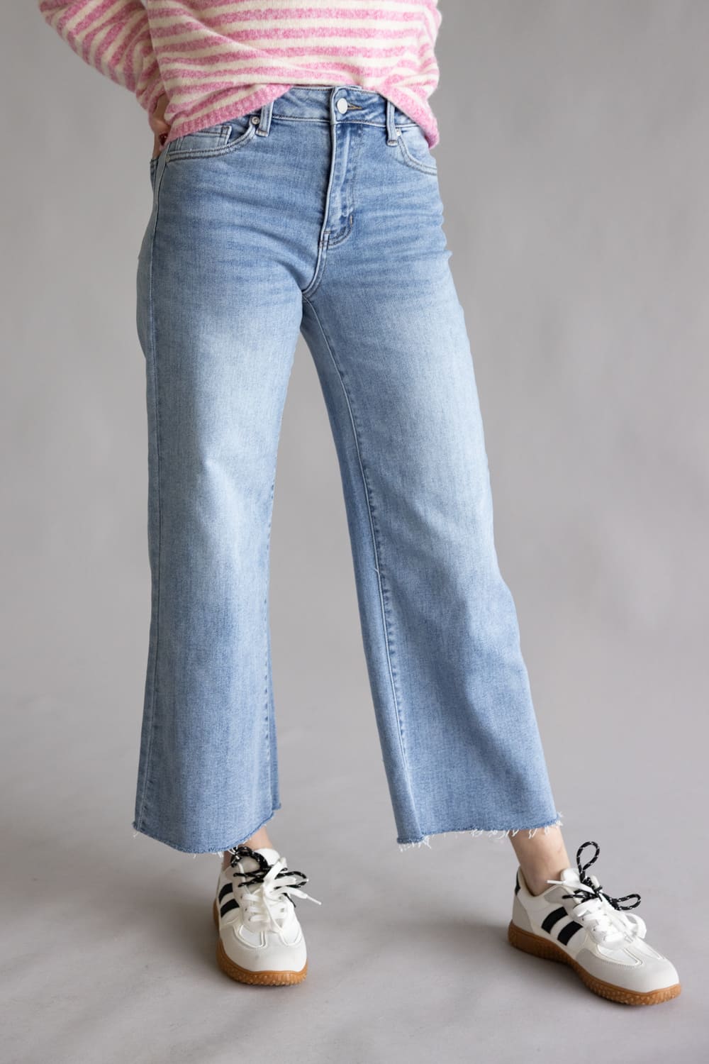 JBD High Rise Crop Slim Wide Leg Jeans for Women