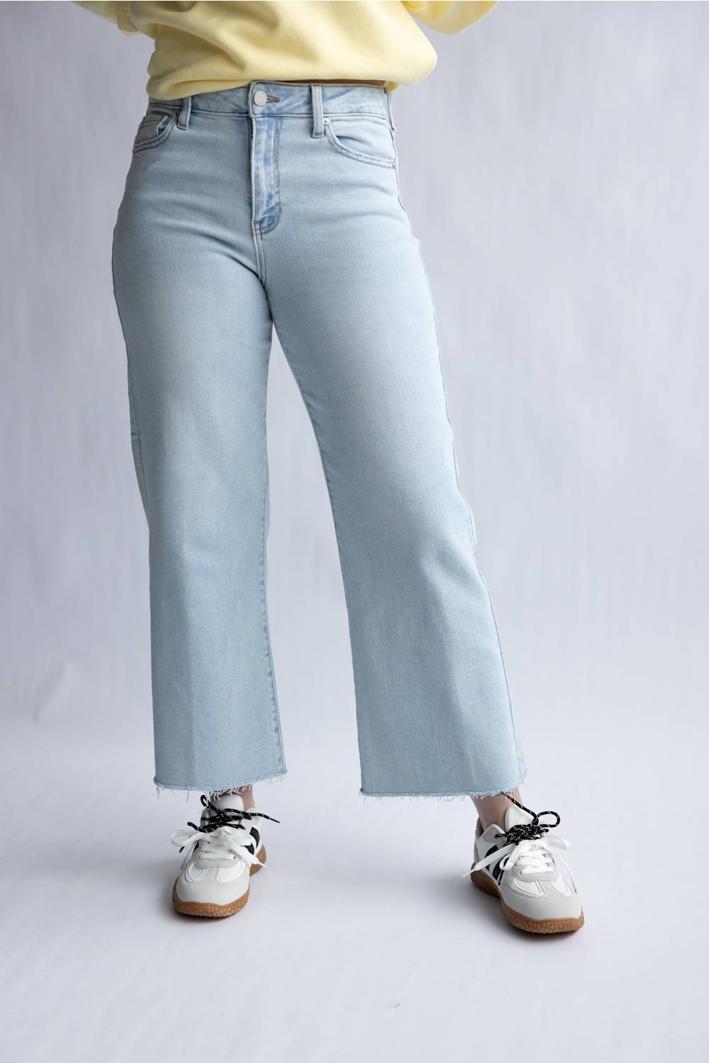 JBD High Rise Crop Slim Wide Leg Jeans for Women