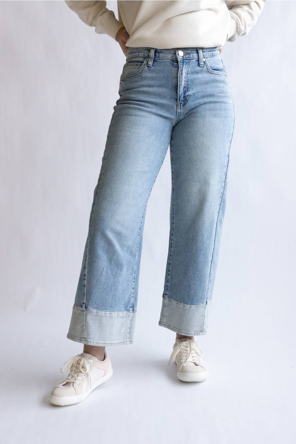JBD Mid Rise Slim Wide Leg Jeans for Women