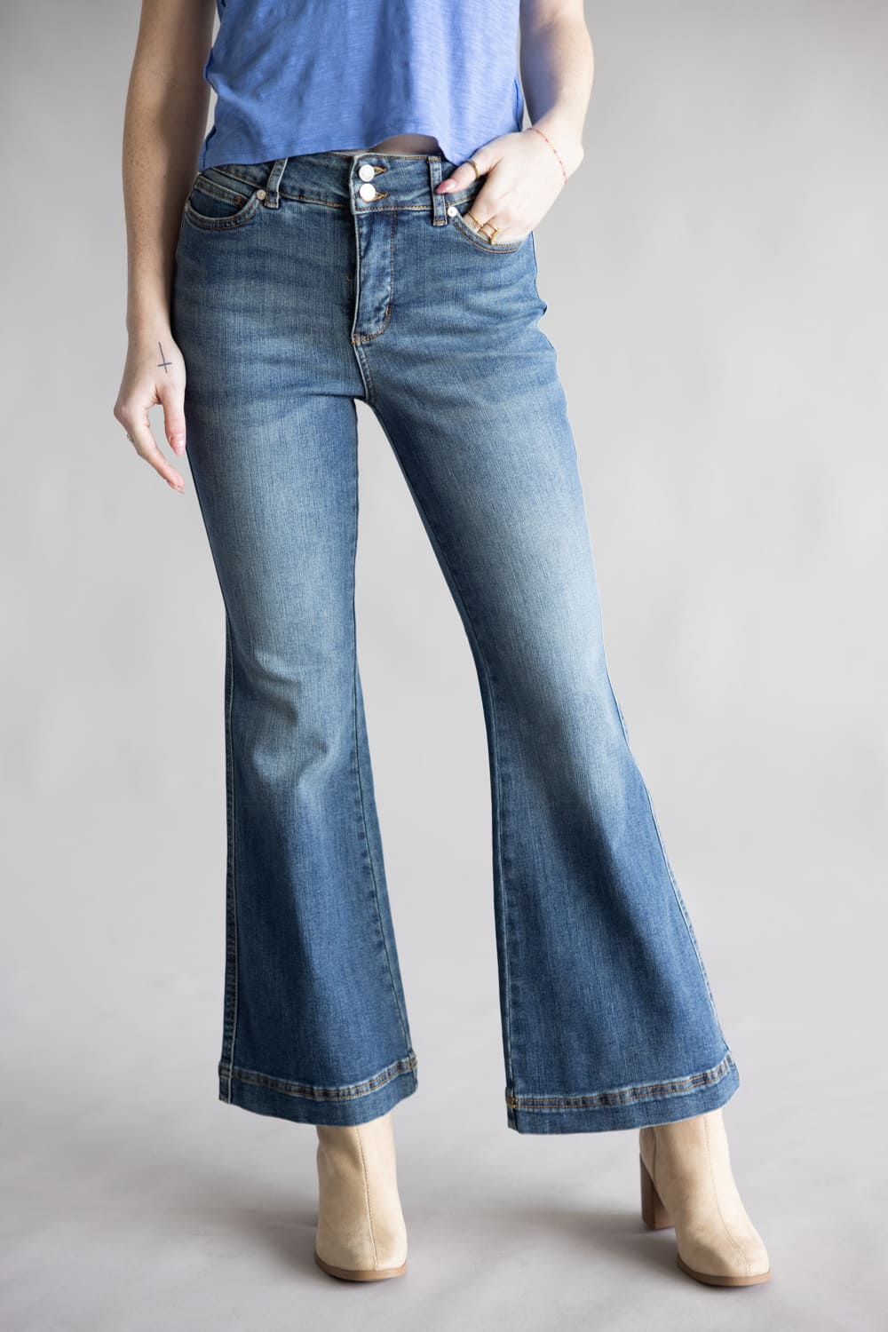 Judy Blue High Rise Tummy Control Flare Petite Jeans for Women