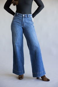 Judy Blue Mid Rise Retro Wide Leg Jeans for Women