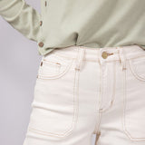 Judy Blue High Rise Dyed Crop Wide Jeans for Women in Ecru