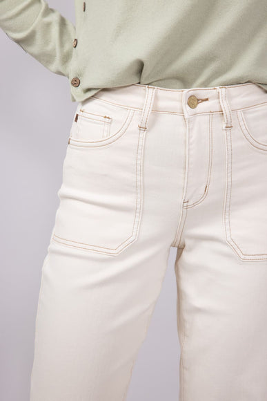 Judy Blue High Rise Dyed Crop Wide Jeans for Women in Ecru