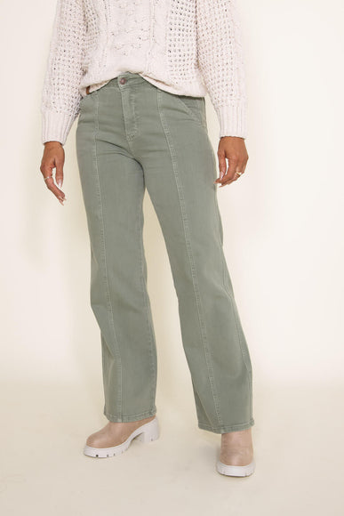 Judy Blue High Rise Dyed Front Seam Straight Jeans for Women in Sage