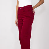 Judy Blue High Rise Heart Pocket Straight Jeans for Women in Scarlet Red