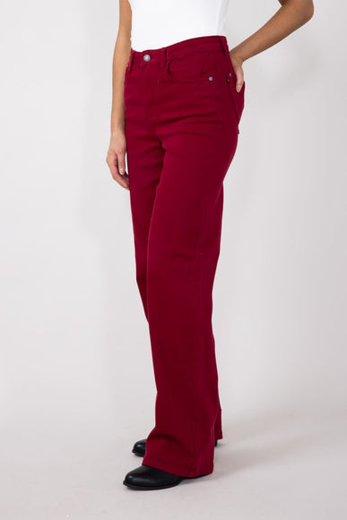 Judy Blue High Rise Heart Pocket Straight Jeans for Women in Scarlet Red