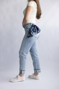 Judy Blue Mid Rise Bandana Boyfriend Jeans for Women