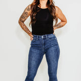 Judy Blue Mid Rise Classic Crinkle Ankle Skinny Jeans for Women