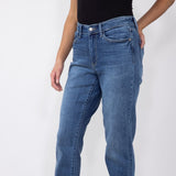 Judy Blue Mid-Rise Dark Wash Cuffed Boyfriend Jeans for Women