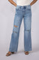 Judy Blue Mid Rise Ripped Wide Leg Jeans for Women