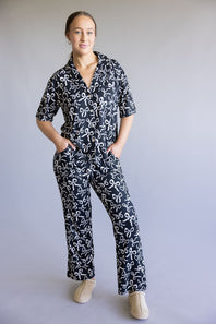 Bow Soft Pajama Set for Women in Black