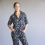Bow Soft Pajama Set for Women in Black