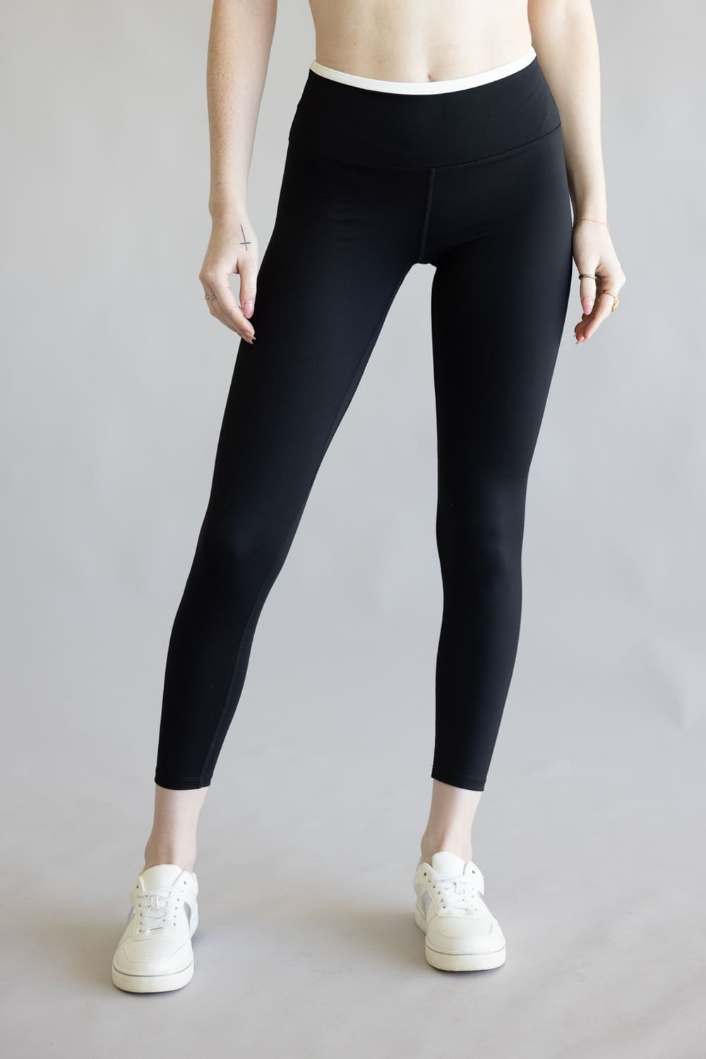Double Layer Leggings for Women in Black/White