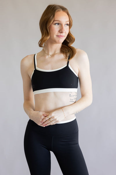 Double Layer Sports Bra for Women in Black/White | TP80238-BLACK