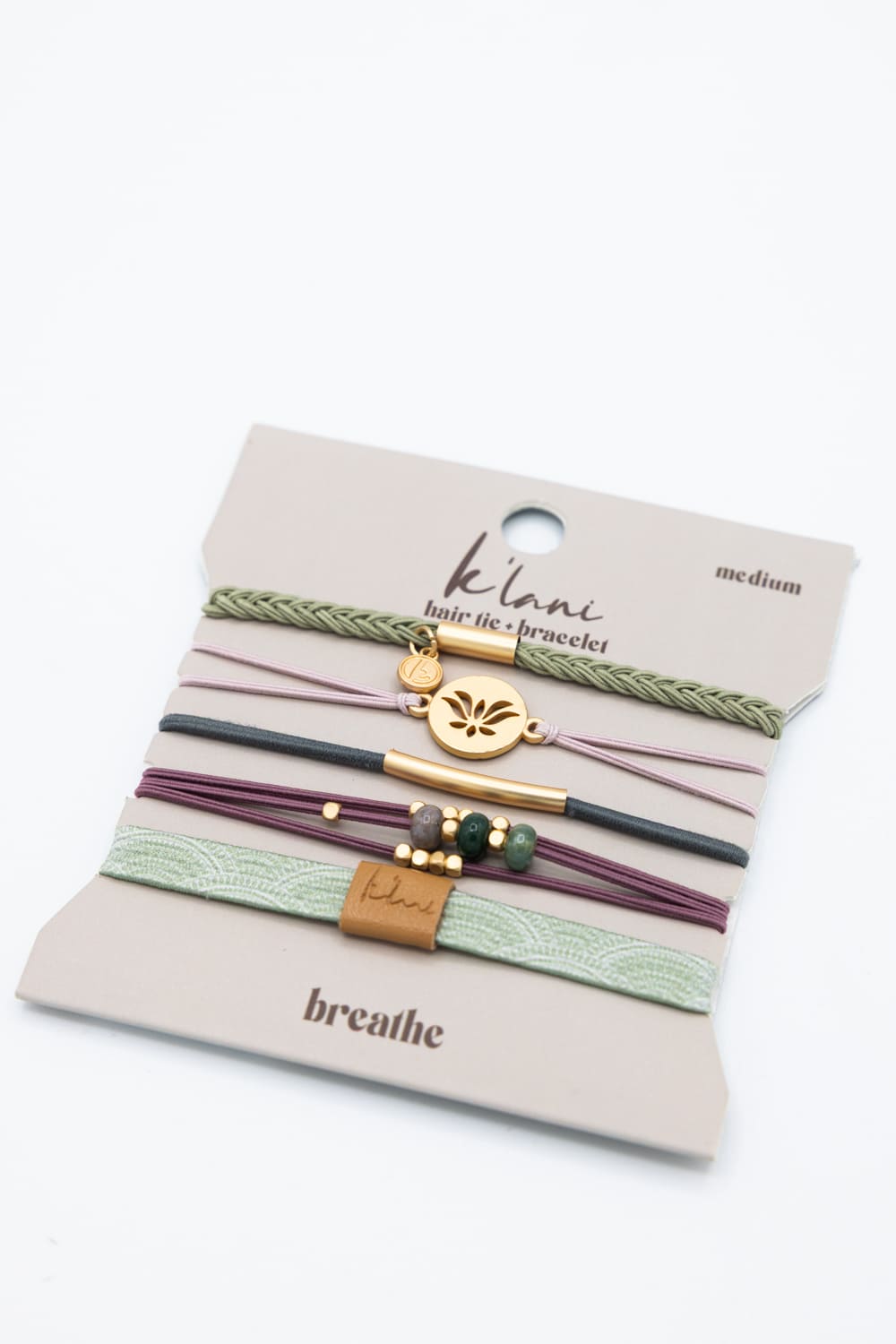 K’lani Breathe Medium Hair Tie Bracelets in Mauve Green