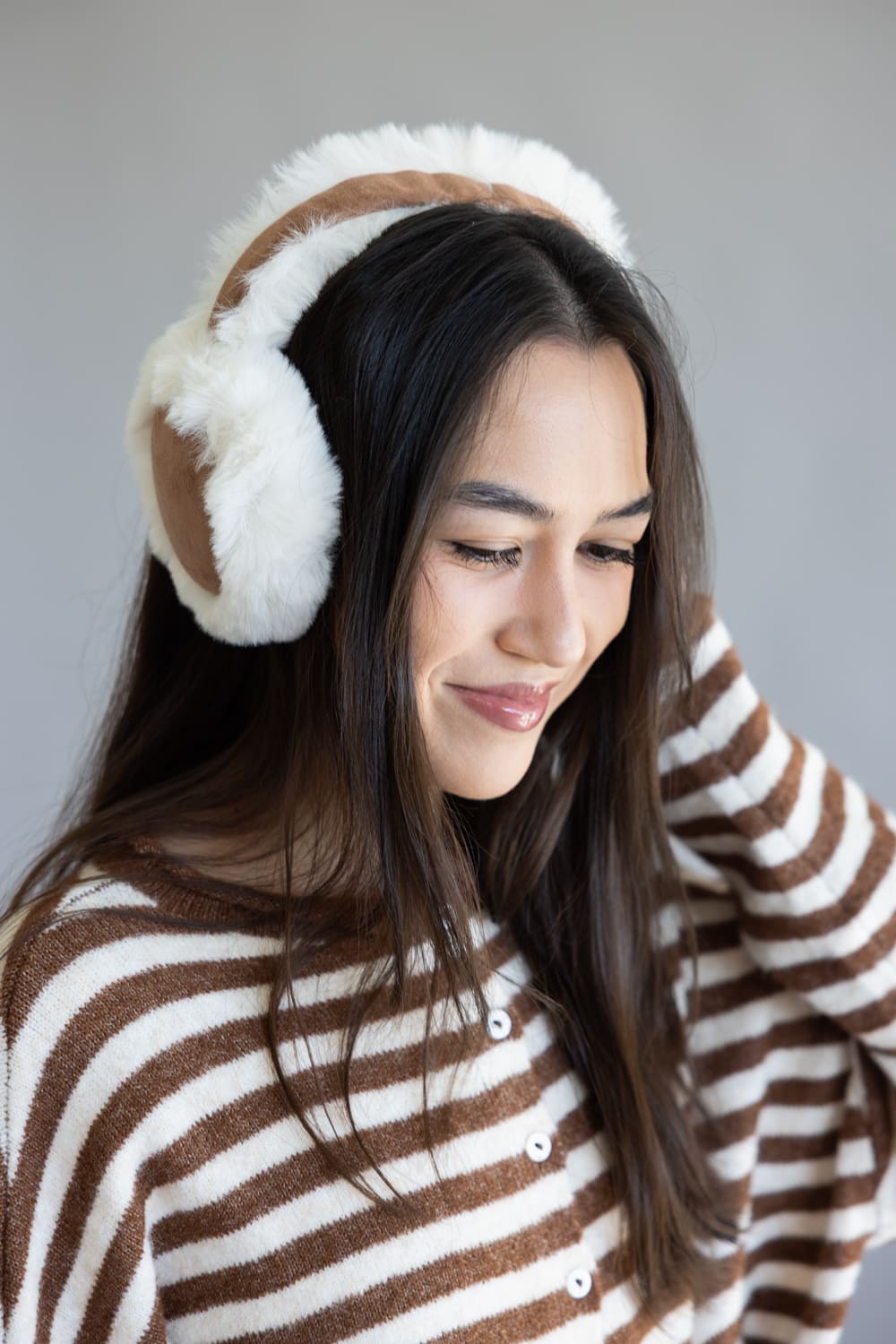 Sherpa Fur Earmuffs for Women in Brown
