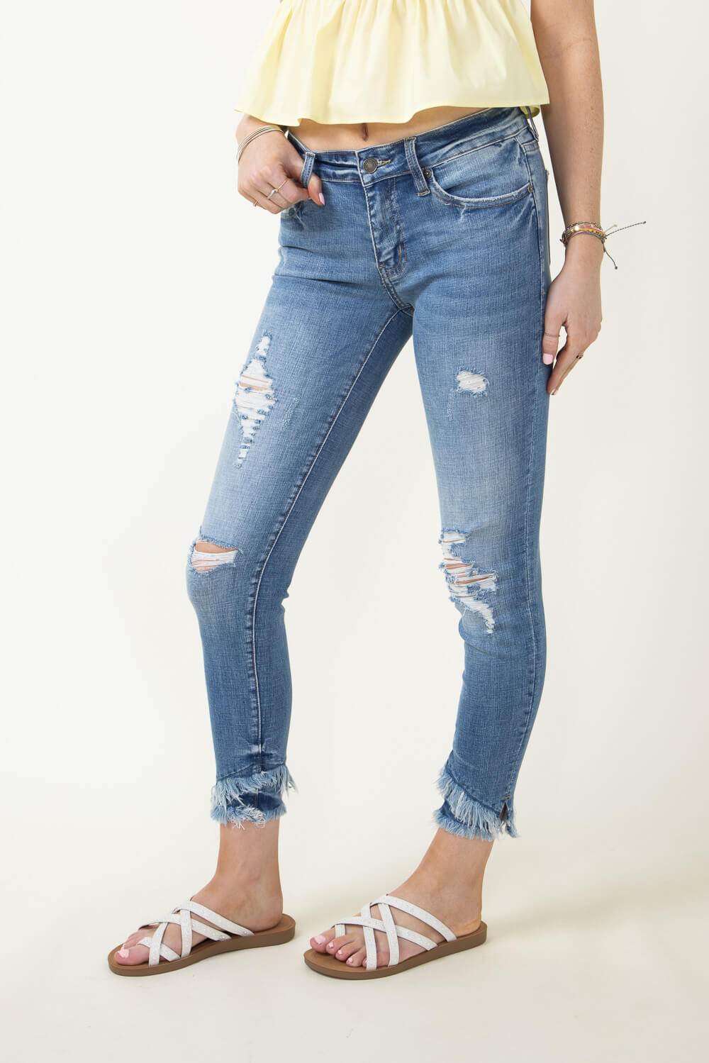 KanCan Distressed Ankle Skinny Jeans for Women
