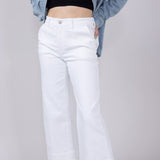 KanCan High Rise Crop Wide Jeans for Women in White