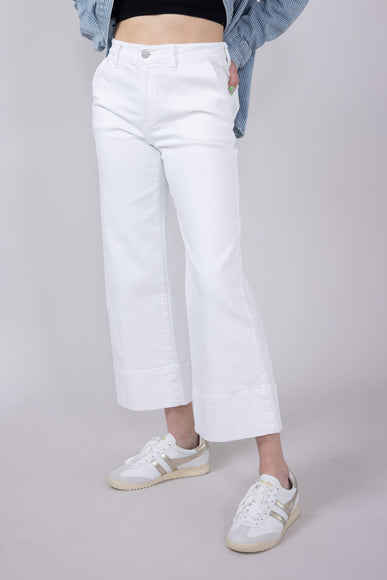 KanCan High Rise Crop Wide Jeans for Women in White