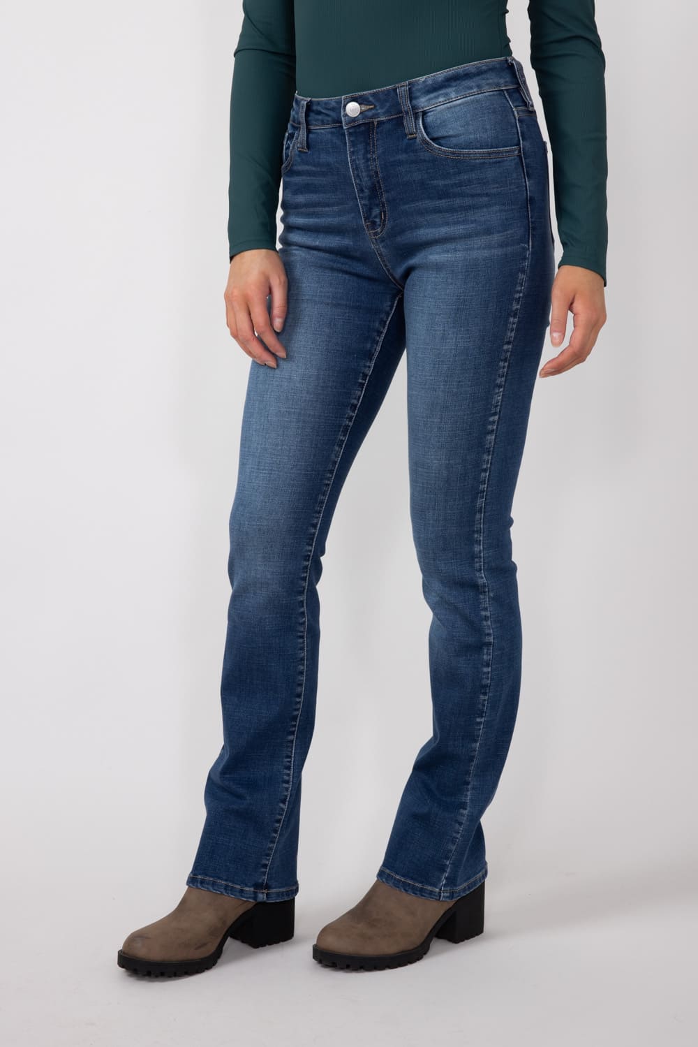 KanCan High Rise Medium Wash Clean Skinny Bootcut Jeans for Women