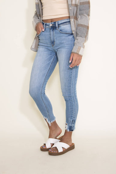 KanCan High Rise Shark Bite Ankle Skinny Jeans for Women